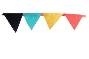 Colorful paper bunting party flags on white background, clipping path included photo