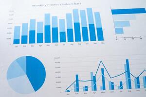 chart or graph paper. Financial, account, statistics and business data concept. photo