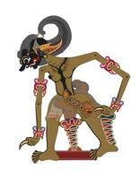 Bima wayang kulit puppet, Indonesian shadow puppet show, Illustration style. vector