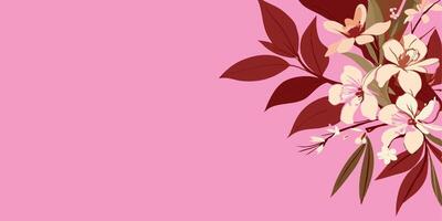 Flowers on pink background with a space for text vector