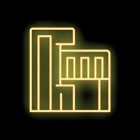 Glowing neon line building icon isolated on black background vector