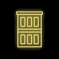 Glowing neon line building icon isolated on black background vector