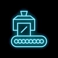 Neon icon of ballot being counted on conveyor belt vector