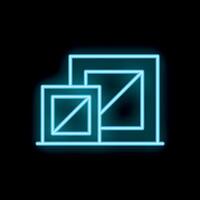 Neon blue abstract squares glowing on black background vector