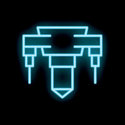 Neon style icon of oil well derrick for oil extraction