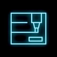 Blue neon atm machine icon on black background vector
