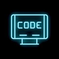 Neon sign showing the word code displayed on a computer screen vector