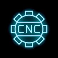 Neon cnc sign representing computer numerical control technology vector