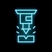 Neon icon of industrial automated machine processing metal detail in factory vector
