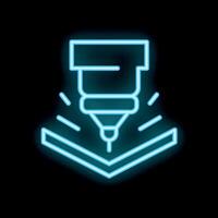 Neon sign of a laser cutting machine cutting through a material vector
