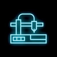 Neon icon of a 3d printer printing a prototype vector