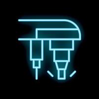 Neon icon of automated industrial drilling machine operating vector