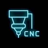 Neon icon of cnc milling machine working vector