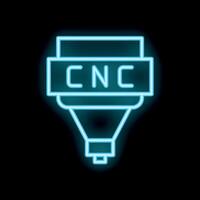 Neon icon of cnc milling machine cutting element on black background vector