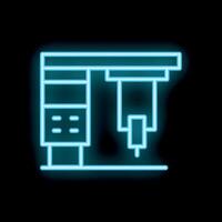 Neon icon of a cnc milling machine representing modern manufacturing vector