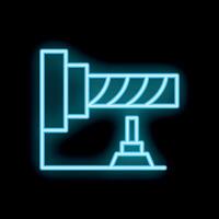 Neon blue icon of a barrier gate, representing security and access control vector