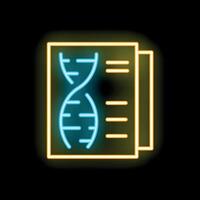 Neon icon of dna structure on scientific paper representing genetic research vector