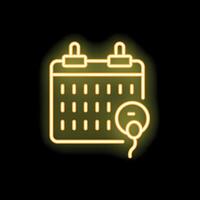 Neon yellow calendar icon showing menstruation cycle vector