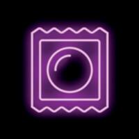 Neon condom shining in the dark with copy space vector