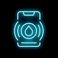 Neon icon of smartphone detecting water leak on black background vector