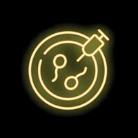 Neon icon of artificial insemination procedure showing syringe and eggs vector