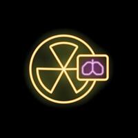 Neon icon of radioactive contamination causing lung disease vector