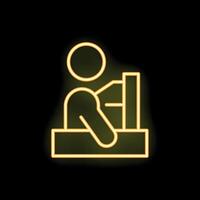 Neon style icon of a person voting at election booth vector