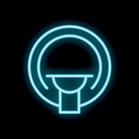Neon icon of magnetic resonance imaging machine glowing blue on black background vector
