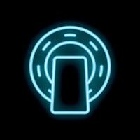 Neon icon of computed tomography scanner machine for medical diagnosis vector
