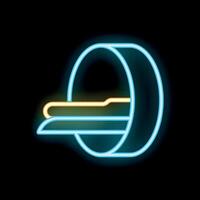 Neon icon of a patient undergoing a ct scan examination vector