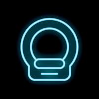Neon icon of a ct scan machine glowing blue on black background vector