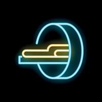 Neon icon of computed tomography showing patient entering scanner vector