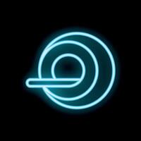 Neon blue icon of garden hose reel glowing on black background vector