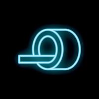 Blue neon sign of roll of adhesive tape on a black background vector