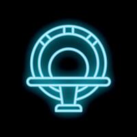Blue neon icon of a mri machine glowing on a black background vector
