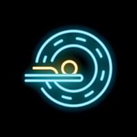 Neon icon of a person being scanned in mri machine vector