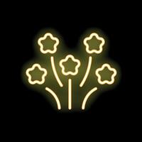 Neon icon of fireworks exploding in star shapes on black background vector