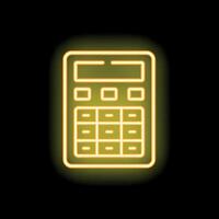 Glowing neon icon of a calculator on a black background vector