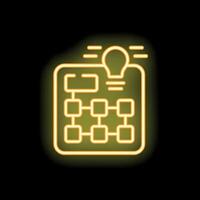 Neon yellow algorithm development icon with light bulb on black background vector