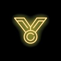 Neon copyright symbol glowing on black background vector