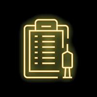 Neon icon of clipboard with checklist and syringe representing vaccination schedule vector