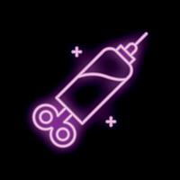 Neon syringe icon glowing on dark background vector