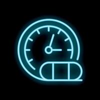 Neon sign showing a speedometer with blue glowing light effect vector