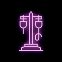 Neon sign representing an intravenous drip stand for medical use vector