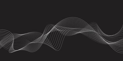 black and white Wavy Lines Isolated on White Abstract Background Design, concept of technology, digital, communication, science, music, illustration vector