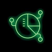 Green neon business pie chart connecting with data points vector