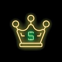 Neon crown glowing with dollar sign on black background vector