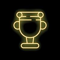 Yellow neon icon of an ancient greek kylix on a black background vector