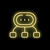 Neon yellow server icon representing cloud computing services vector