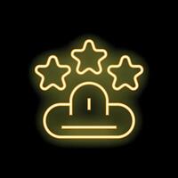 Neon icon of cloud storage receiving three stars rating vector